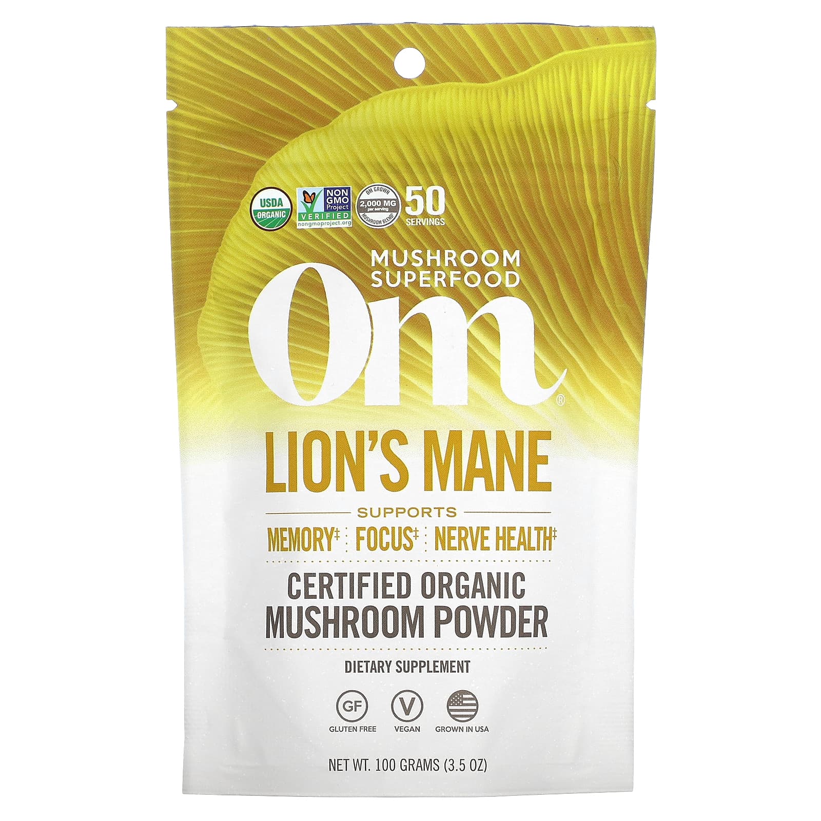 Om Mushrooms, Lion s Mane Mushroom, 100% Certified Organic Mushroom Powder, 3.5 oz (100 g)
Om Mushrooms, Lion s Mane Mushroom, 100% Certified Organic Mushroom Powder, 3.5 oz (100 g)