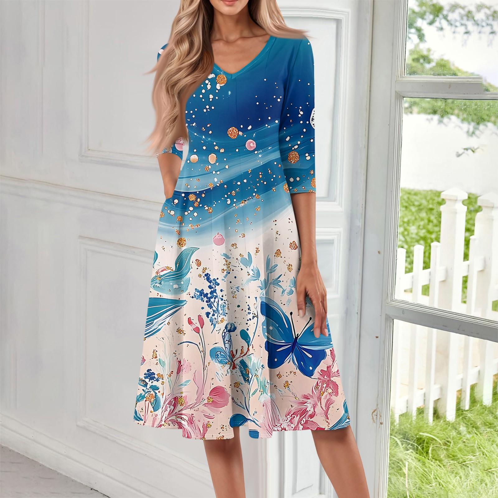 Women s Casual Fashion V Neck Three Quarter Sleeve Print Midi Dress XXL
Women s Casual Fashion V Neck Three Quarter Sleeve Print Midi Dress XXL