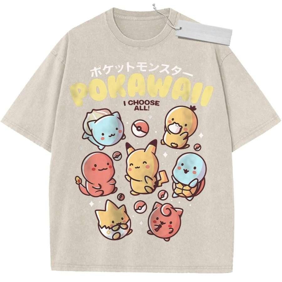 Womens Vintage Washed Pokemon T Shirt Cream Kawaii Pikachu Graphic Oversized Streetwear Anime Tee for Casual Daily Otaku M
Womens Vintage Washed Pokemon T Shirt Cream Kawaii Pikachu Graphic Oversized Streetwear Anime Tee for Casual Daily Otaku M