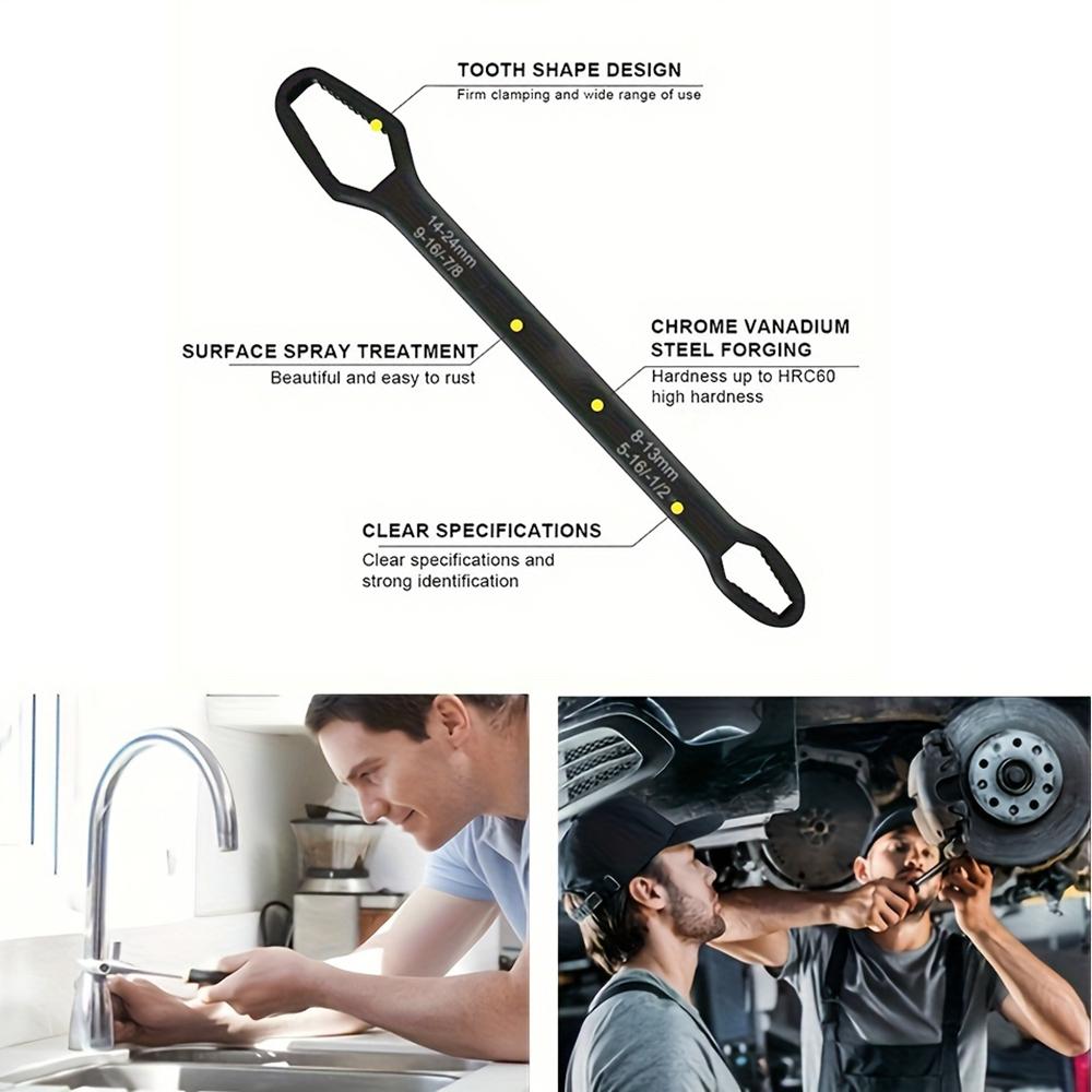 230mm Universal Torx Wrench 8-24mm Chrome Vanadium Steel Double-Head Self-Tightening Wrench Silver 
230mm Universal Torx Wrench 8-24mm Chrome Vanadium Steel Double-Head Self-Tightening Wrench Silver