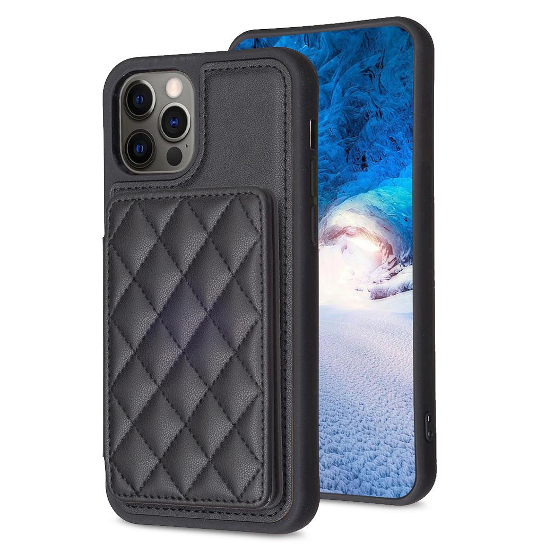 BF25 For iPhone 12/12 Pro Kickstand Phone Case Leather Coated TPU Cover with Card Slots Design Black
BF25 For iPhone 12/12 Pro Kickstand Phone Case Leather Coated TPU Cover with Card Slots Design Black