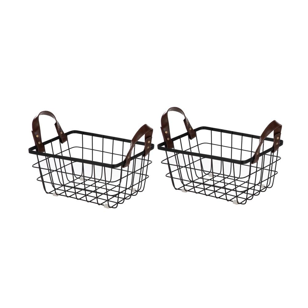 2-Pack Wire Basket Organizers with Faux Leather Handles Stackable Rectangular Storage Baskets Bathroom Kitchen Home Office United States
2-Pack Wire Basket Organizers with Faux Leather Handles Stackable Rectangular Storage Baskets Bathroom Kitchen Home Office United States