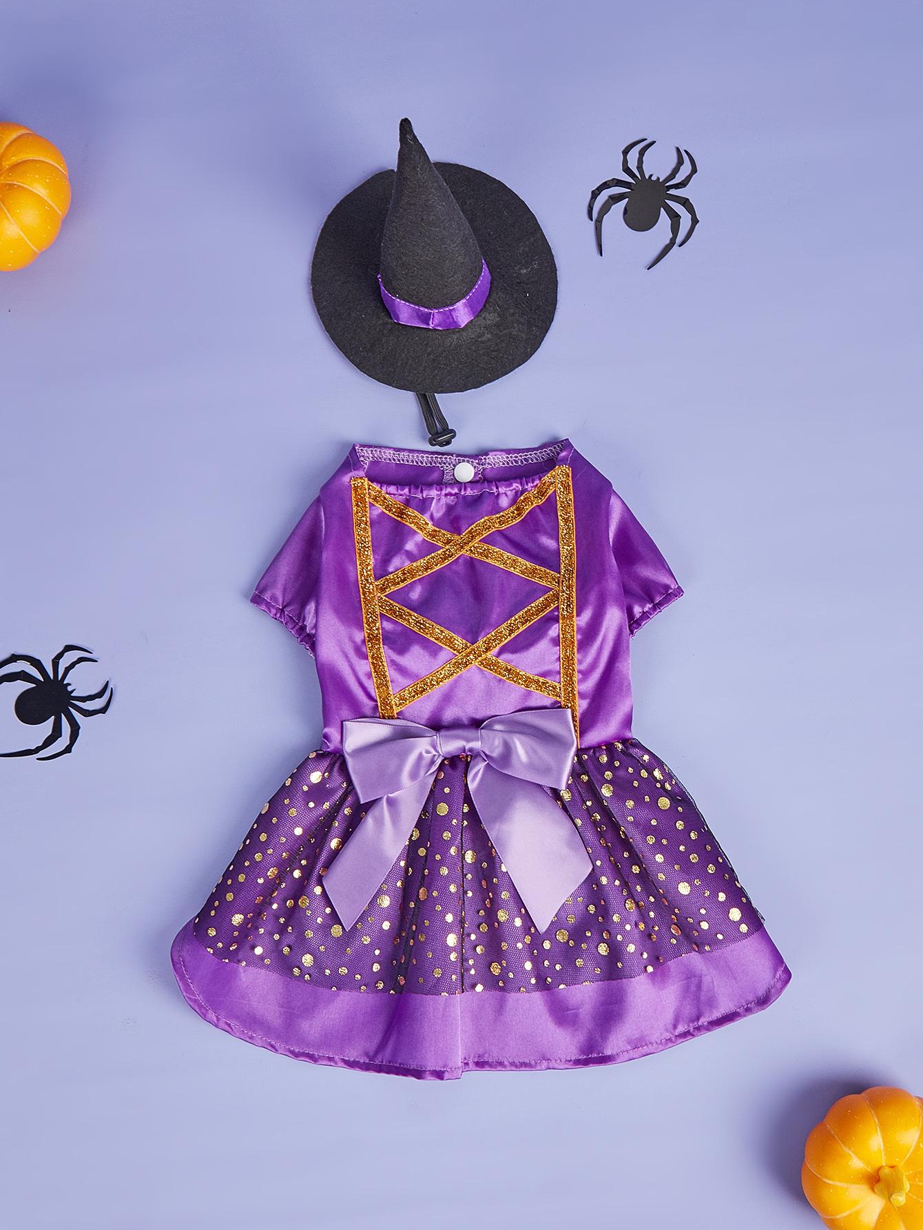 Halloween Dog Dress with Witch Hat Holiday Theme Dog Holiday Party Dresses for Small Dogs Girl Halloween Cat Costume Adjustable XS(old) фиолетовый
Halloween Dog Dress with Witch Hat Holiday Theme Dog Holiday Party Dresses for Small Dogs Girl Halloween Cat Costume Adjustable XS(old) фиолетовый