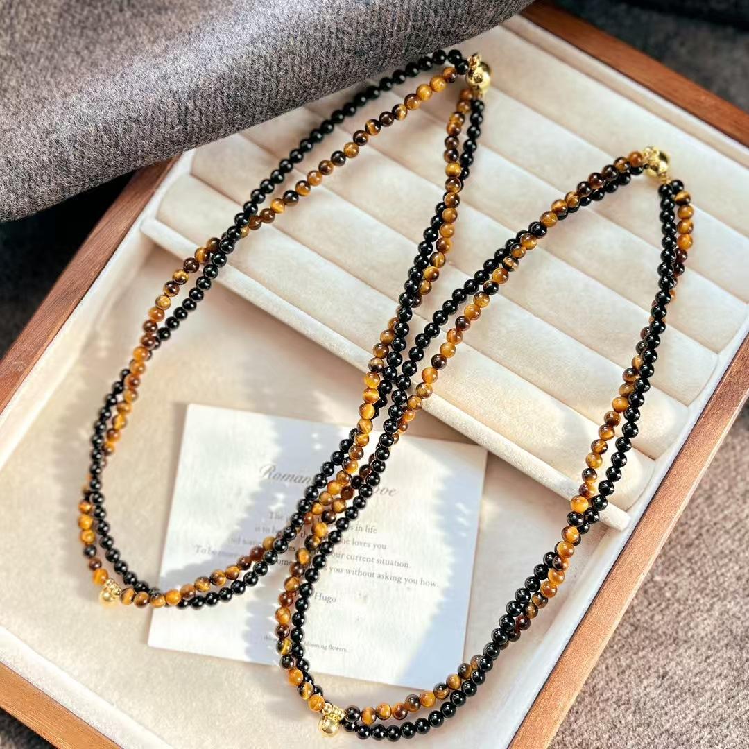 High Matching Retro Maillard Natural Tiger S Eye Stone Black Agate Double Layer Sweater Chain Necklace Collarbone
High Matching Retro Maillard Natural Tiger S Eye Stone Black Agate Double Layer Sweater Chain Necklace Collarbone