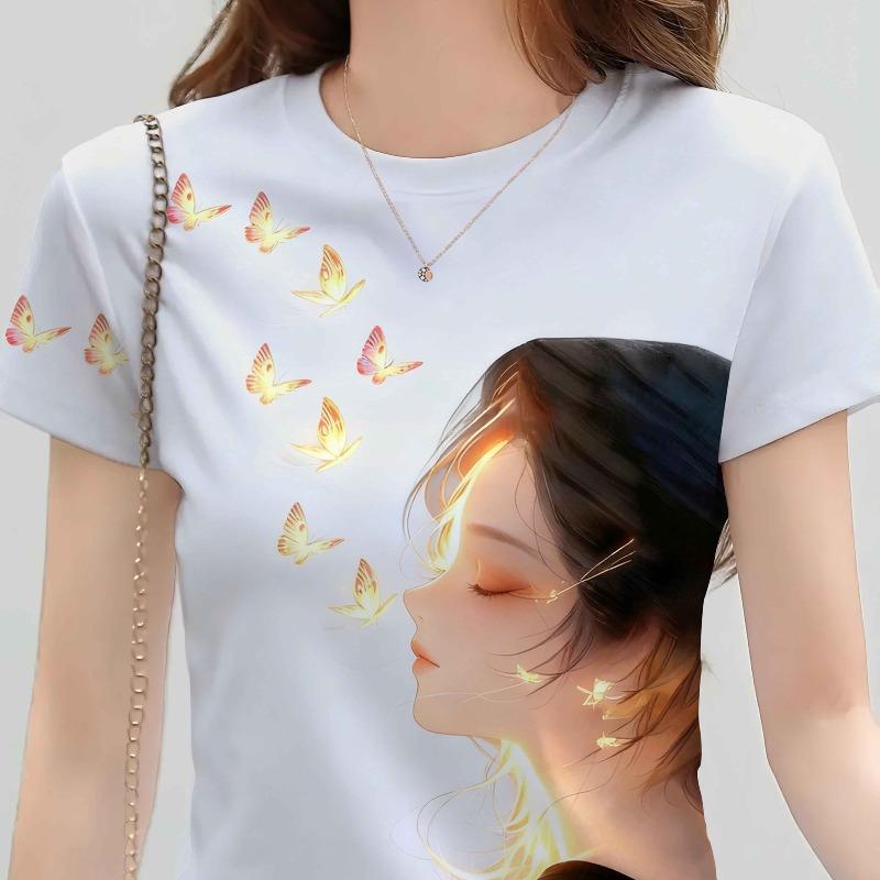 A fashionable women s T-shirt with a 3D printed butterfly design, perfect for casual wear. XL
A fashionable women s T-shirt with a 3D printed butterfly design, perfect for casual wear. XL
