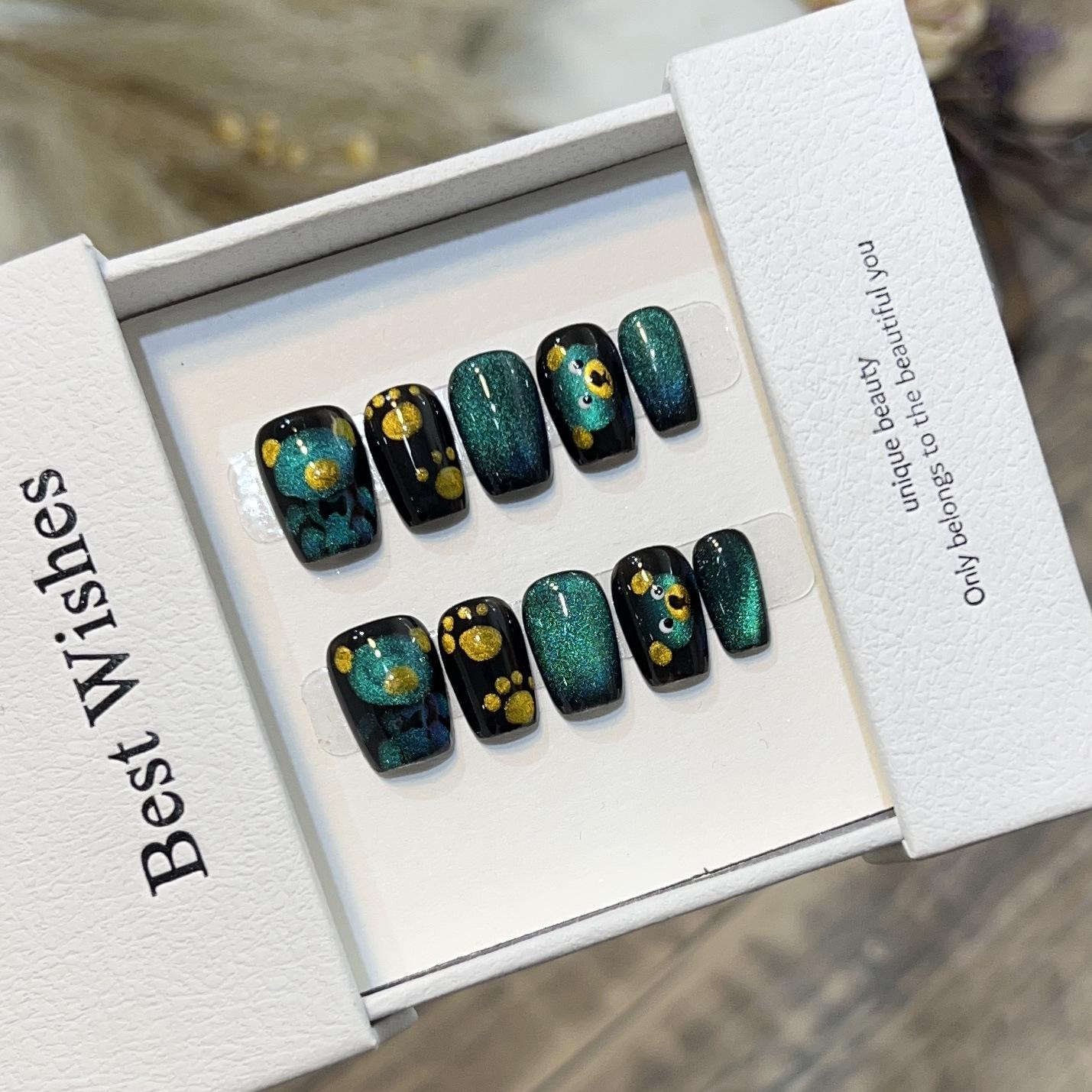 Wearing Armor Short Blue Cat Eye Hand-painted Mutton Bear Manicure Daily Style Ins Manicure Nail Art extra small XS
Wearing Armor Short Blue Cat Eye Hand-painted Mutton Bear Manicure Daily Style Ins Manicure Nail Art extra small XS