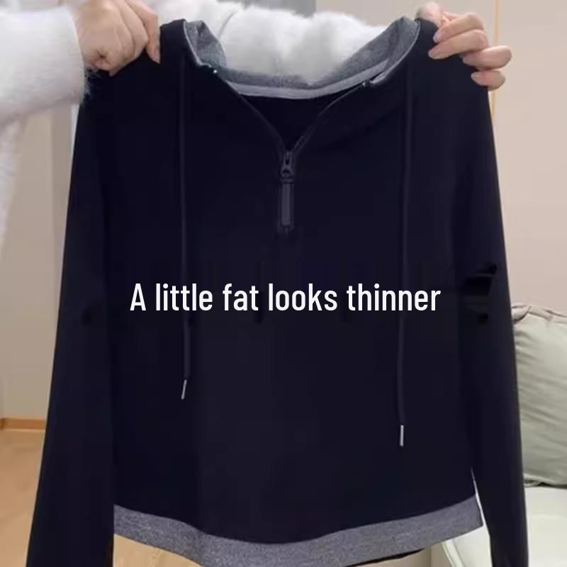Women s Color Block Hooded Zip-Up Sweatshirt - Fake Two-Piece, Slimming Shoulder Design, Long Sleeve, 2025 Spring Collection. M
Women s Color Block Hooded Zip-Up Sweatshirt - Fake Two-Piece, Slimming Shoulder Design, Long Sleeve, 2025 Spring Collection. M