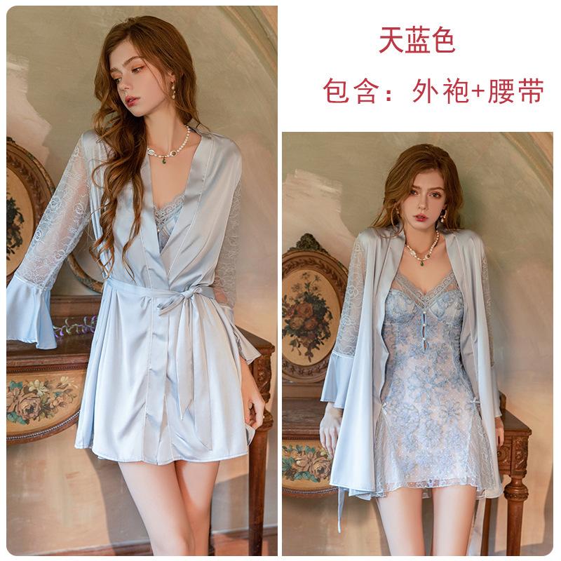 Hot plus chest pad underwear sexy perspective lace flocked women s nightgown robe home set C one size fits all
Hot plus chest pad underwear sexy perspective lace flocked women s nightgown robe home set C one size fits all