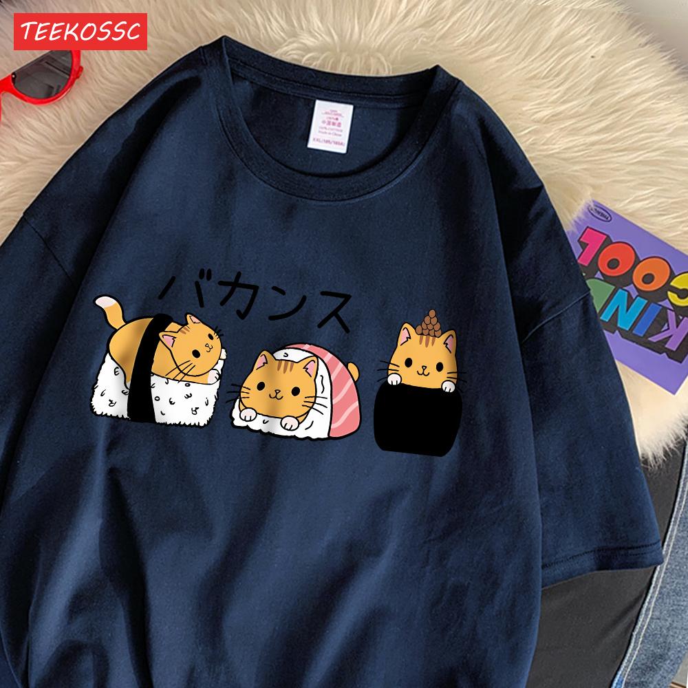 Fashion Cotton Women T-Shirts Japanese Cute Cat Sushi Printing Short Sleeve Oversize O-Neck Soft Summer Casual Female Clothes S
Fashion Cotton Women T-Shirts Japanese Cute Cat Sushi Printing Short Sleeve Oversize O-Neck Soft Summer Casual Female Clothes S