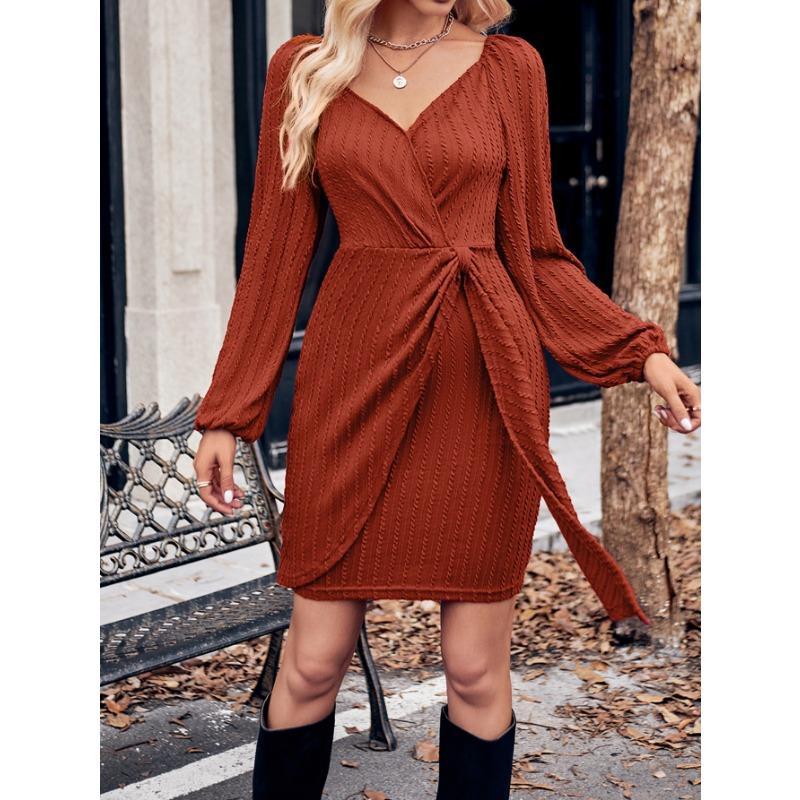Весенне-осеннее женское платье, модные однотонные тонкие женские платья с v-образным вырезом и завязкой на талии XL кирпич красный
Весенне-осеннее женское платье, модные однотонные тонкие женские платья с v-образным вырезом и завязкой на талии XL кирпич красный