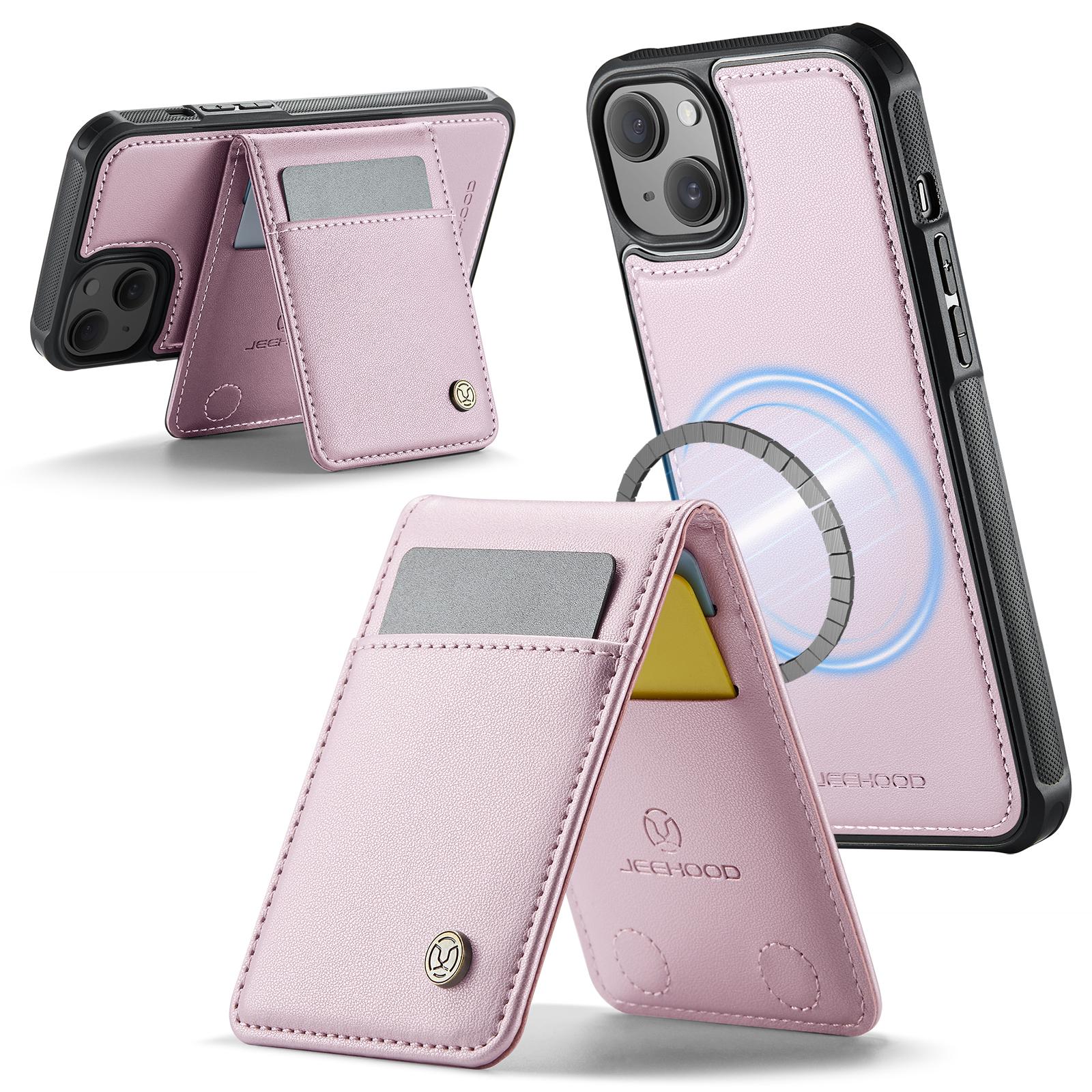 For iPhone 15 Leather Back Cover Compatible with MagSafe JEEHOOD J06 Phone Case with Card Bag RFID Blocking Pink
For iPhone 15 Leather Back Cover Compatible with MagSafe JEEHOOD J06 Phone Case with Card Bag RFID Blocking Pink