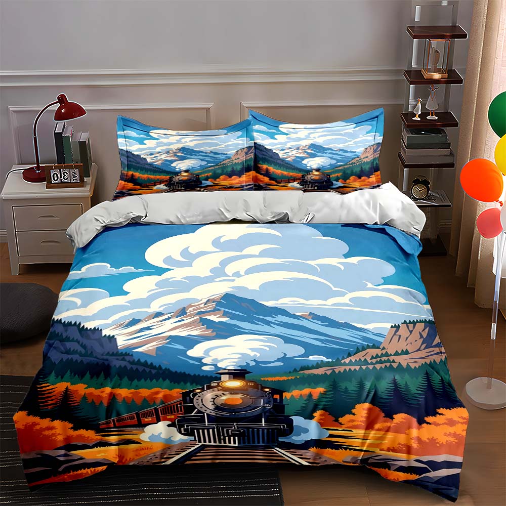 Train, mountains, forest. Bedding Duvet cover sets Duvet covers Pillowcases gifts (1 * Duvet Cover 2 * Pillowcases, without duvet insert) 135x200cm
Train, mountains, forest. Bedding Duvet cover sets Duvet covers Pillowcases gifts (1 * Duvet Cover 2 * Pillowcases, without duvet insert) 135x200cm