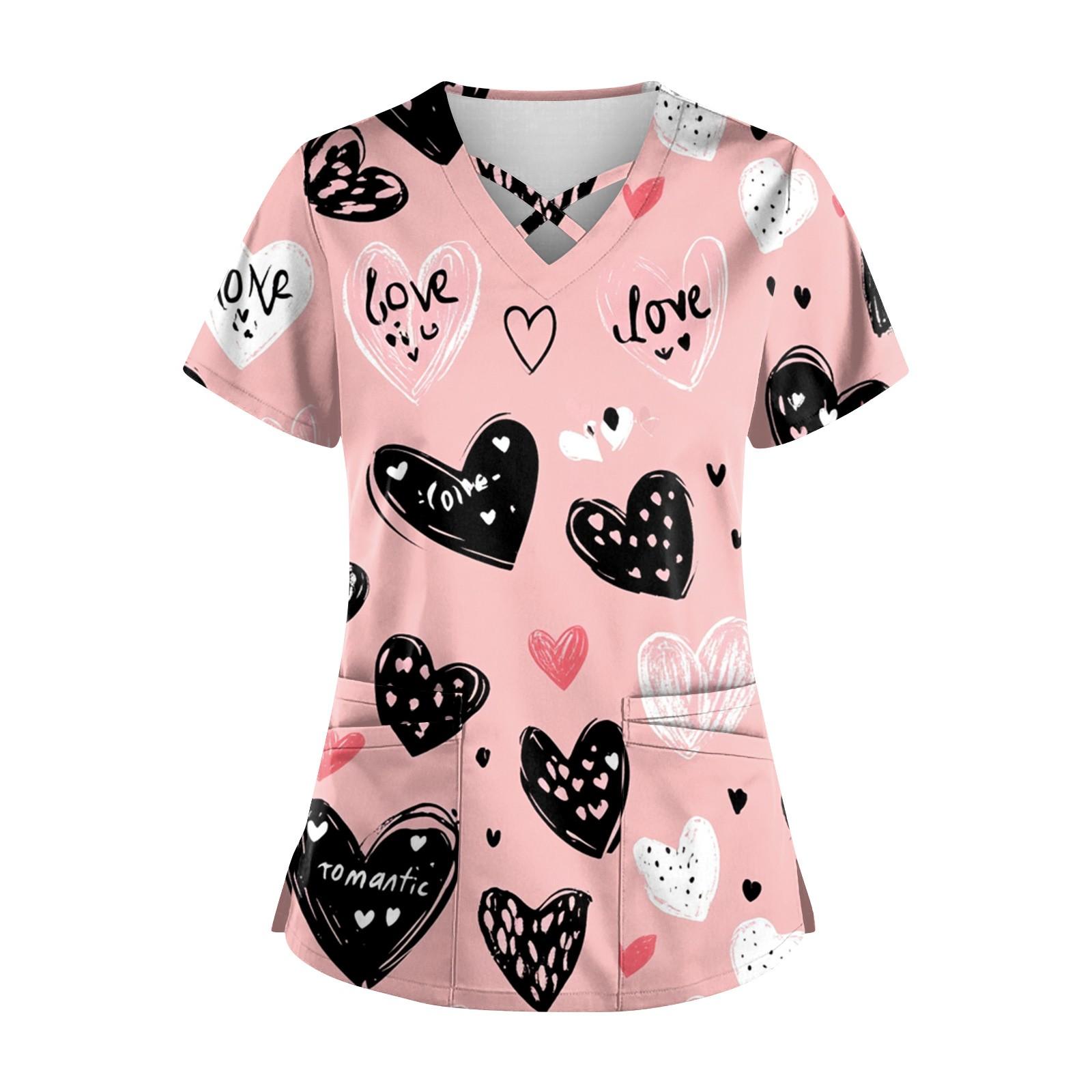 Жіноча кишеня з принтом на День Святого Валентина з V-подібним вирізом і короткими рукавами. M
Жіноча кишеня з принтом на День Святого Валентина з V-подібним вирізом і короткими рукавами. M