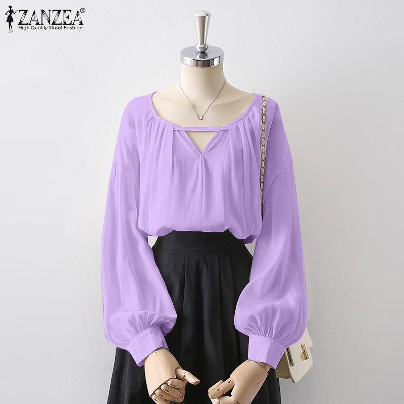 ZANZEA Женская плиссированная свободная однотонная блузка с длинным рукавом и U-образным вырезом
ZANZEA Женская плиссированная свободная однотонная блузка с длинным рукавом и U-образным вырезом