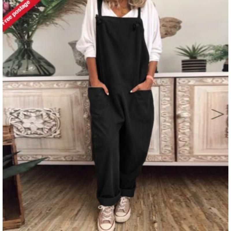 women s Square Neck Sleeveless Tie Strap Solid Color Linen Loose Pocket Casual Long Jumpsuit 5XL чорний
women s Square Neck Sleeveless Tie Strap Solid Color Linen Loose Pocket Casual Long Jumpsuit 5XL чорний