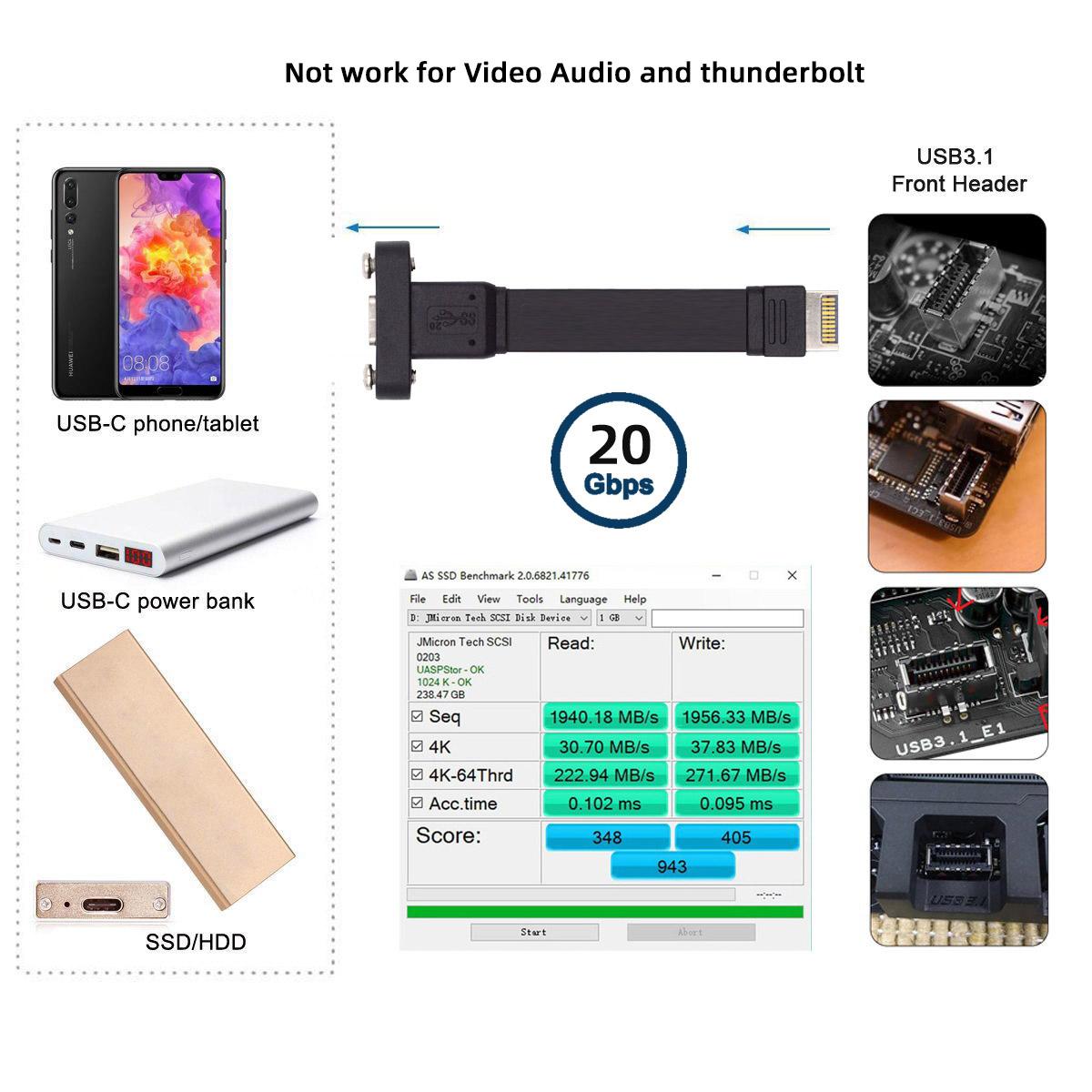 UC-037-20G USB 3.2 Type-E IDC 20Pin Front Panel Header to USB-C Female 0.5m 20Gbps Extension Cable As Shown A
UC-037-20G USB 3.2 Type-E IDC 20Pin Front Panel Header to USB-C Female 0.5m 20Gbps Extension Cable As Shown A