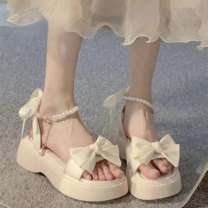 Sandal girl 2025 new summer bow fairy style platform pearl word with fashion open-toed Roman women s shoes 40
Sandal girl 2025 new summer bow fairy style platform pearl word with fashion open-toed Roman women s shoes 40
