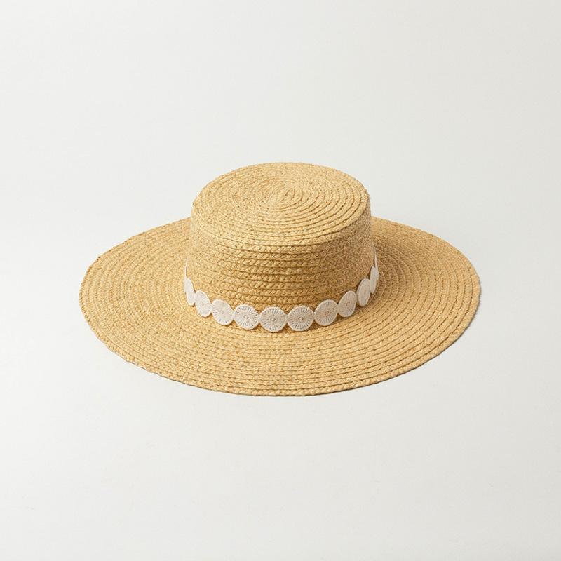 European American Flat Top Wide Brim Raffia Grass Hat Outdoor Round Lace Decorated Sunshade Sun Protection Flat Top Straw Hat 56-58cm Medium
European American Flat Top Wide Brim Raffia Grass Hat Outdoor Round Lace Decorated Sunshade Sun Protection Flat Top Straw Hat 56-58cm Medium