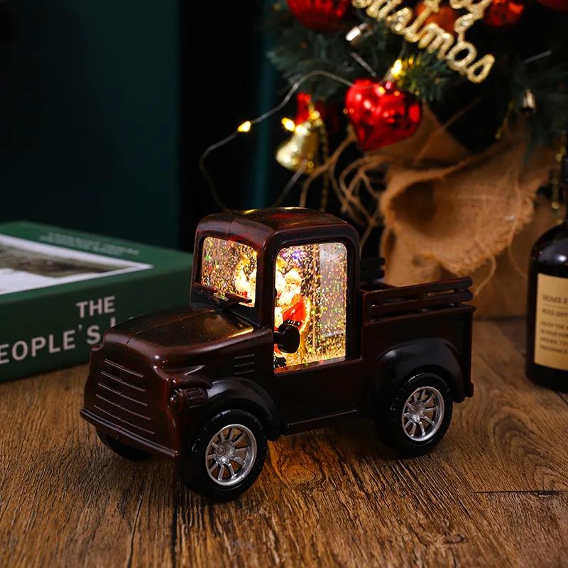 Рождественские украшения Санта-Клаус за рулем автомобиля, украшение, наполненное водой, ветряной светильник, рождественский ночник, подарочное украшение для витрины бордовый