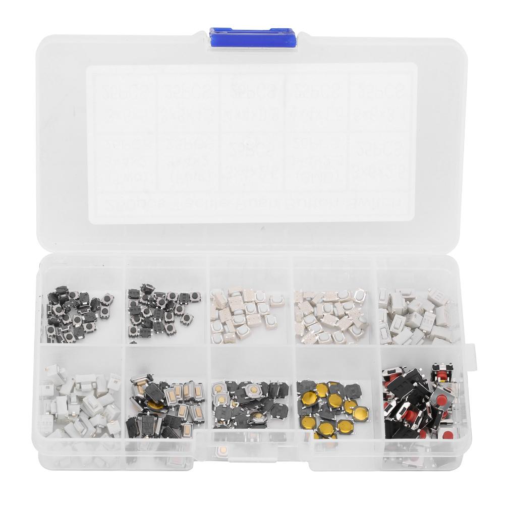 250 Pcs Tactile Switch 10 Kinds Momentary Tactile Push Button Switch Assortment Kit less than br more than
250 Pcs Tactile Switch 10 Kinds Momentary Tactile Push Button Switch Assortment Kit less than br more than