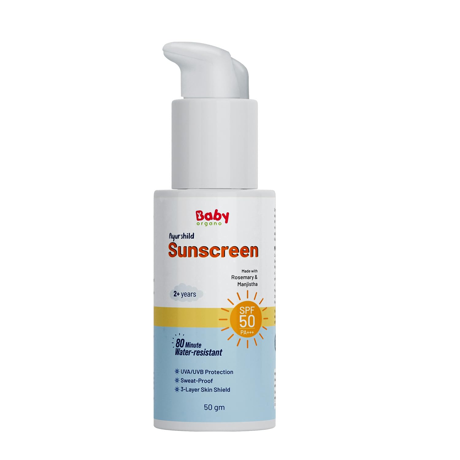 Babyorgano Natural Sunscreen For kids (2+ years) SPF 50 PA+++ UVA/UVB/Suits all Skin Type |Sun Protection |Deep Hydration 50gm (Pack of 1)
Babyorgano Natural Sunscreen For kids (2+ years) SPF 50 PA+++ UVA/UVB/Suits all Skin Type |Sun Protection |Deep Hydration 50gm (Pack of 1)