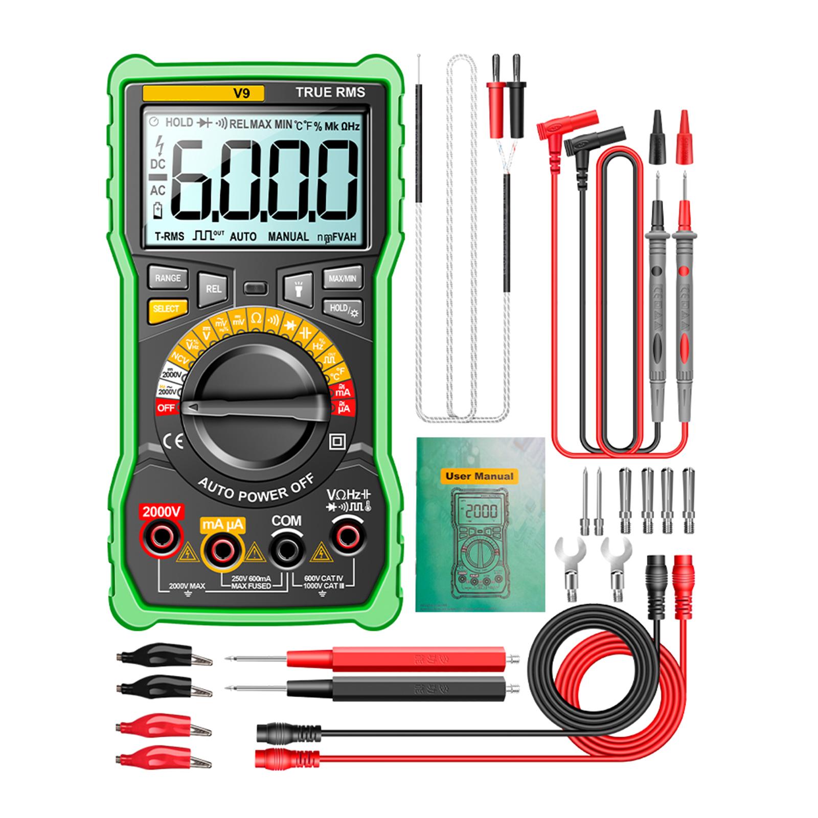 Digital Multimeter for 2000V High Voltage Voltmeter Ohmmeter Ammeter Multi-Tester Meter with Backlit LCD-Display NCV- A чорний
Digital Multimeter for 2000V High Voltage Voltmeter Ohmmeter Ammeter Multi-Tester Meter with Backlit LCD-Display NCV- A чорний