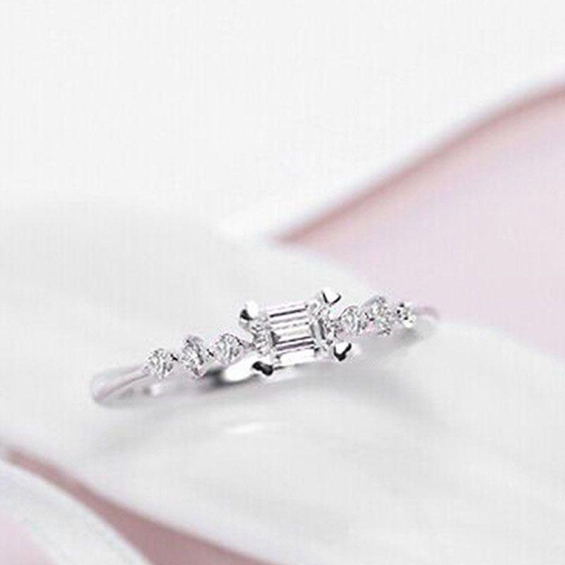 Silver Natural Plated Gemstones Square White Sapphire Wedding Birthstone Ring 10
Silver Natural Plated Gemstones Square White Sapphire Wedding Birthstone Ring 10