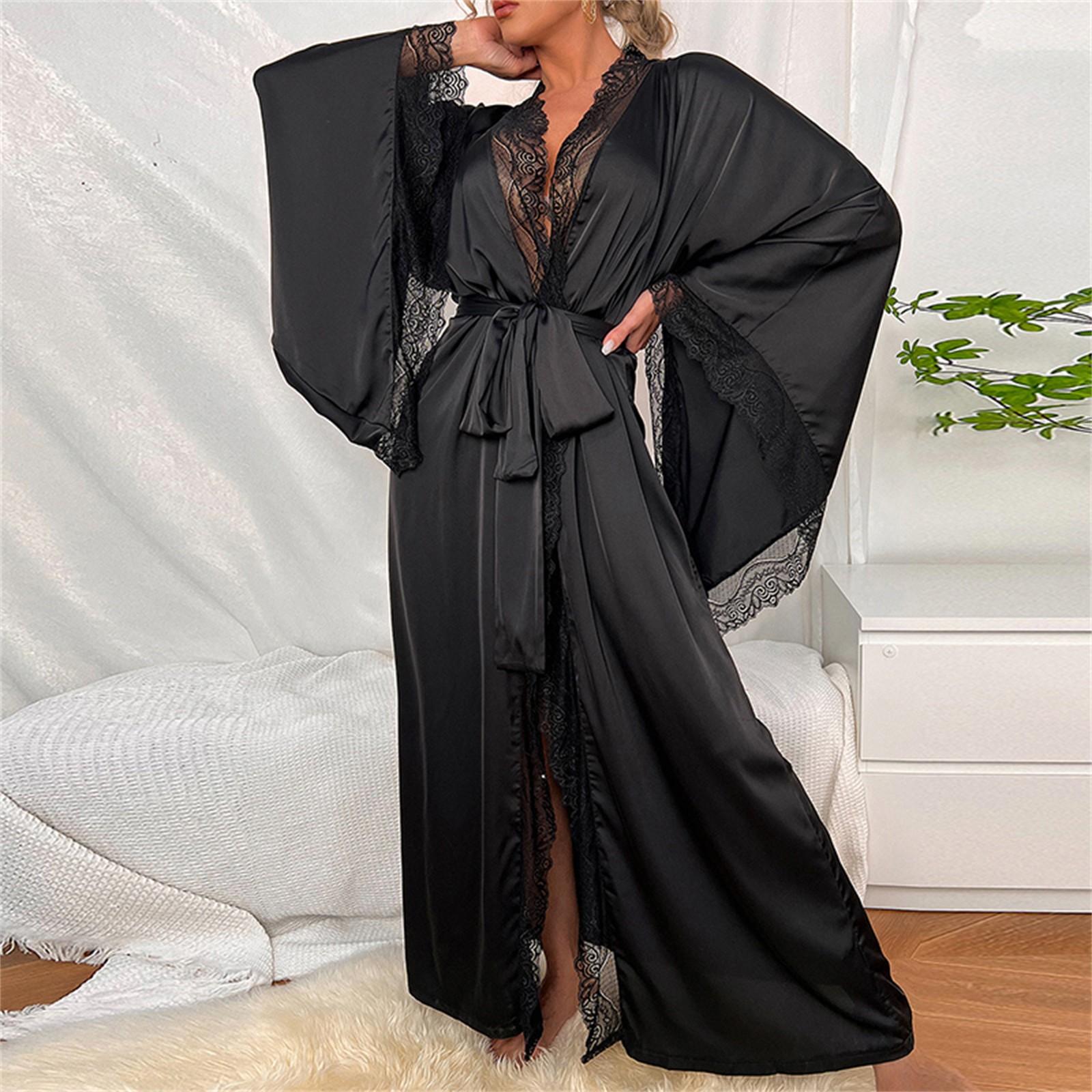 Женский модный легкий роскошный халат с длинным рукавом и кружевной отделкой, однотонный, прохладный, повседневный L чёрный
Женский модный легкий роскошный халат с длинным рукавом и кружевной отделкой, однотонный, прохладный, повседневный L чёрный