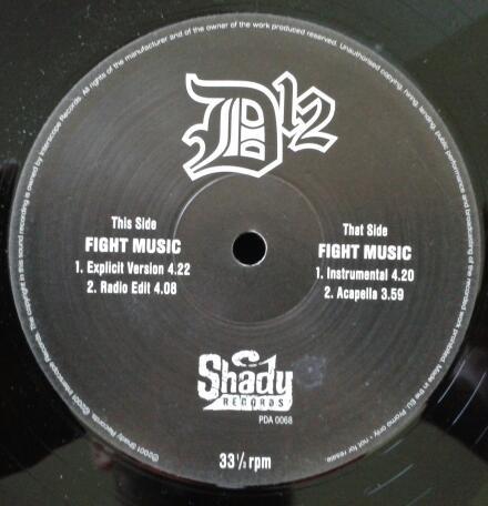 12inch Record D12 - Fight Music PDA0068 Shady Records 2001 UK Rap & Hip-Hop/R&B Used
12inch Record D12 - Fight Music PDA0068 Shady Records 2001 UK Rap & Hip-Hop/R&B Used