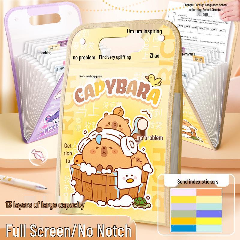 Kaba Bear Accordion Bag: 13-Compartment, Large-Capacity Organizer for Students with Cartoon Design.
Kaba Bear Accordion Bag: 13-Compartment, Large-Capacity Organizer for Students with Cartoon Design.