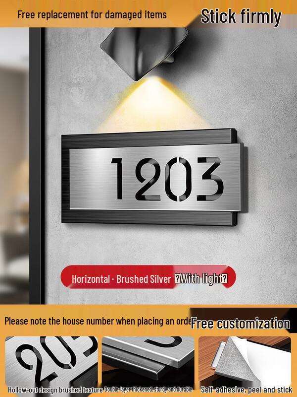 Stainless Steel House Number Doorplate with Sensor Light
Stainless Steel House Number Doorplate with Sensor Light