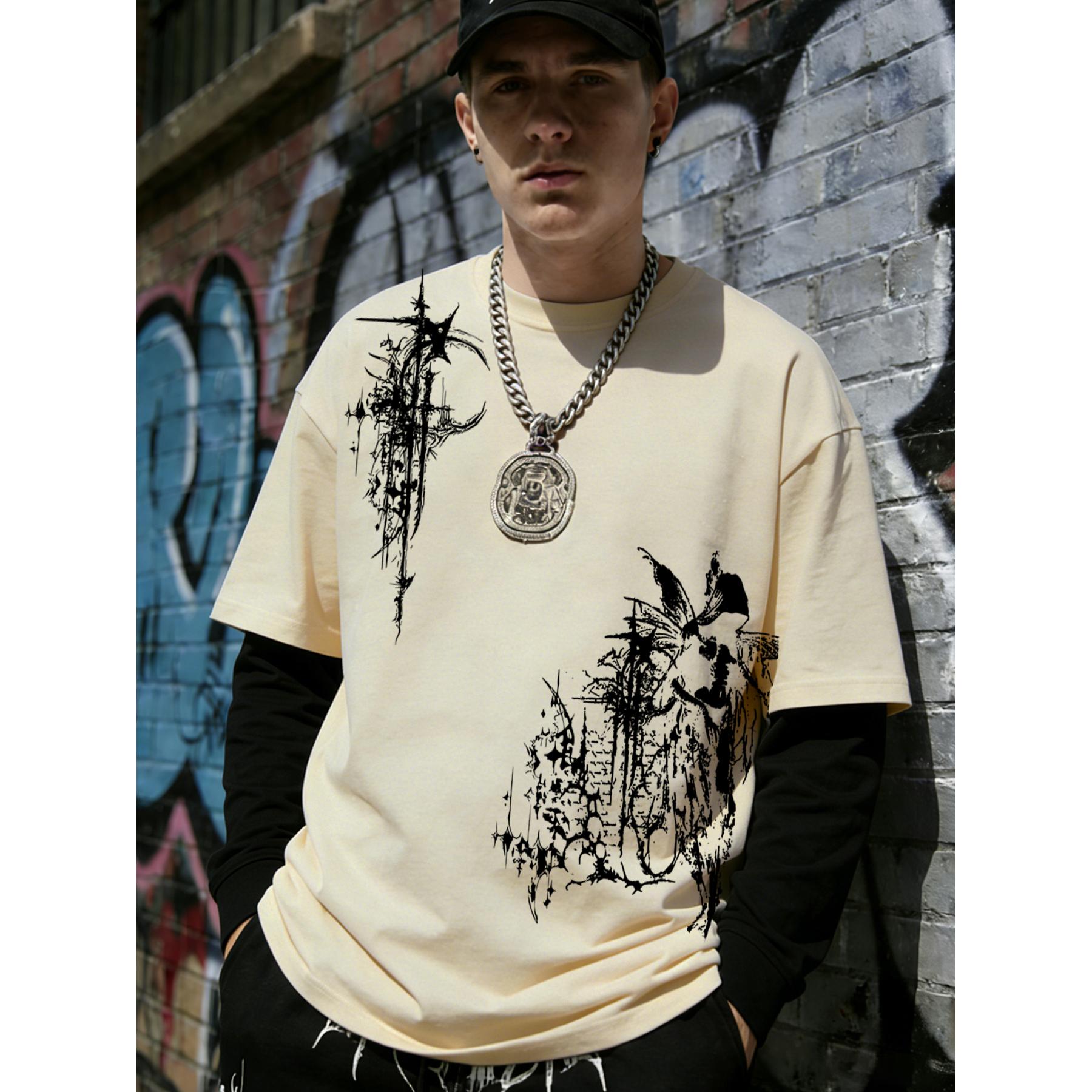 Men s High-Street Hip-Hop Dark-Style Printed Color-Blocked Long-Sleeve T-Shirt, Casual and Trendy Everyday T-Shirt, Fashionable Everyday Outfit L
Men s High-Street Hip-Hop Dark-Style Printed Color-Blocked Long-Sleeve T-Shirt, Casual and Trendy Everyday T-Shirt, Fashionable Everyday Outfit L