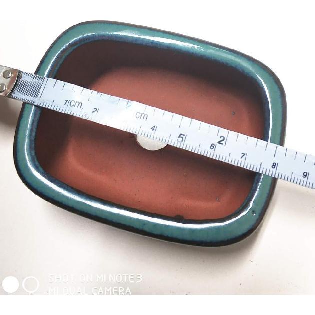 Прямоугольный бонсайный горшок Темно-зеленый глазурованный кашпо Внешний размер 8.6x6.5x3.4/3.35 x2.5 x1.3 (1800)