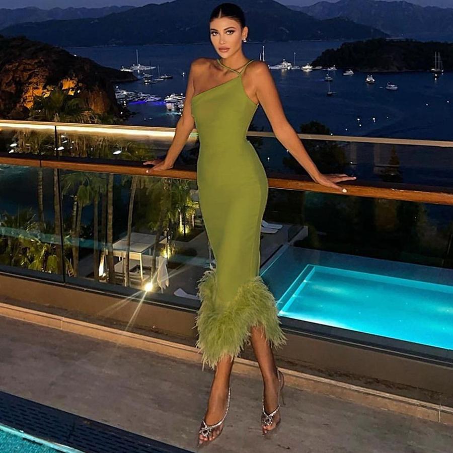 Spring/Summer One-Shoulder Suspender Dress Sexy Asymmetric Feather Bodycon Dress for Women XL армія зелений колір
Spring/Summer One-Shoulder Suspender Dress Sexy Asymmetric Feather Bodycon Dress for Women XL армія зелений колір