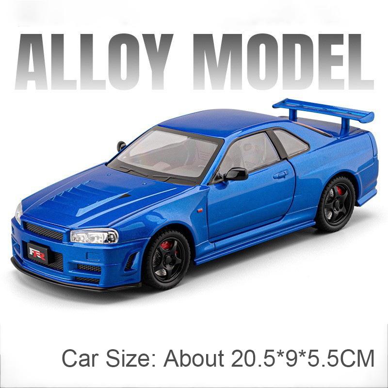 1:24 Scale GTR-R34 Sports Car Model Toy Metal Diecast Sound Light Models Pull Back Shock Absorption Cars Bedroom Decoration
1:24 Scale GTR-R34 Sports Car Model Toy Metal Diecast Sound Light Models Pull Back Shock Absorption Cars Bedroom Decoration