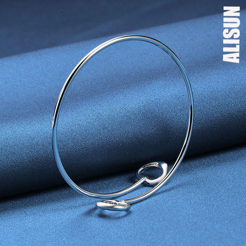 Двойной открытый браслет в форме сердца из стерлингового серебра 925 пробы, модные свадебные украшения 58MM
Двойной открытый браслет в форме сердца из стерлингового серебра 925 пробы, модные свадебные украшения 58MM