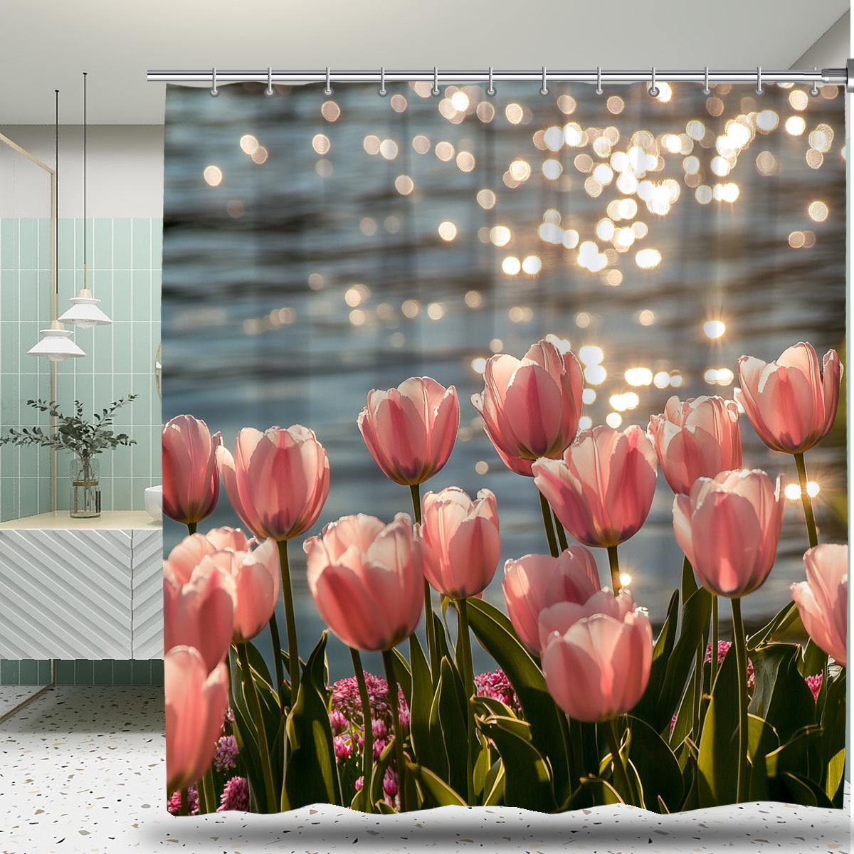 1Pc Lakeside Tulip Print Shower Curtain, Waterproof Polyester With Hooks, Machine Washable, Stain Resistant, Woven Fabric W60H190(CM)-1 Pcs
1Pc Lakeside Tulip Print Shower Curtain, Waterproof Polyester With Hooks, Machine Washable, Stain Resistant, Woven Fabric W60H190(CM)-1 Pcs