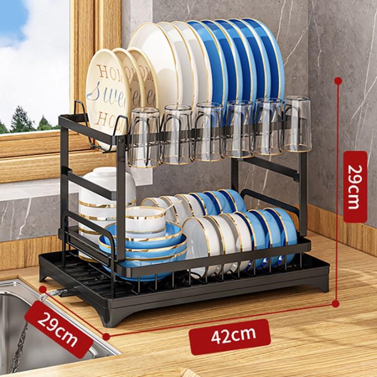 2-Layer Dish Drying Rack Large Capacity Dish Drainer Organizer Cup Holder and Utensil Holder with Drainboard Tray Black/Style A
2-Layer Dish Drying Rack Large Capacity Dish Drainer Organizer Cup Holder and Utensil Holder with Drainboard Tray Black/Style A