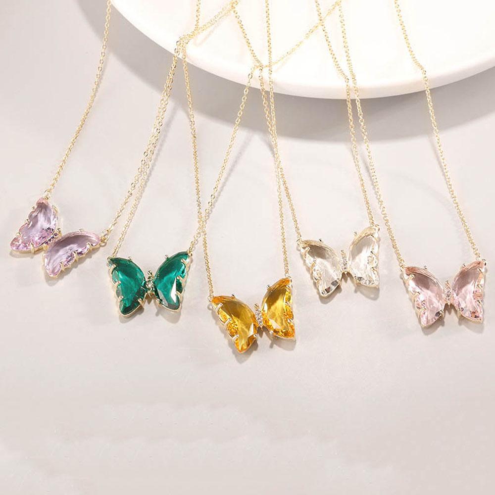 Elegant Party Gift Glamour Multi Color Necklace Clavicle Chain Glass Butterfly Pendant Jewelry
Elegant Party Gift Glamour Multi Color Necklace Clavicle Chain Glass Butterfly Pendant Jewelry
