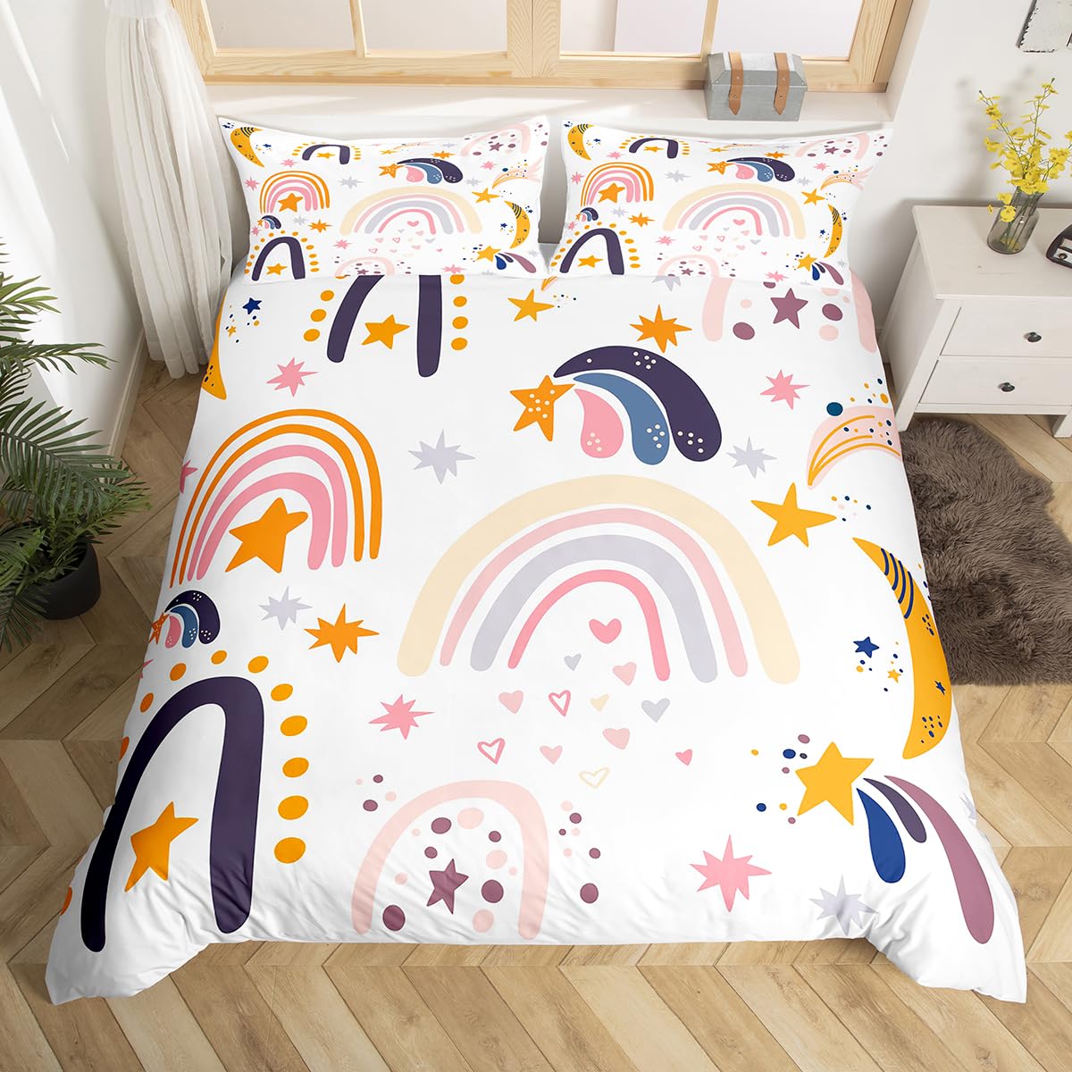 Children Kids Rainbow Ful Quen Soft Duvet Cover Pink Rainbow Floral Beding Set Girly Kawai Love Themed Warm Comforter Cover featuring 2 Pilow Cases 120*200cm Single
Children Kids Rainbow Ful Quen Soft Duvet Cover Pink Rainbow Floral Beding Set Girly Kawai Love Themed Warm Comforter Cover featuring 2 Pilow Cases 120*200cm Single