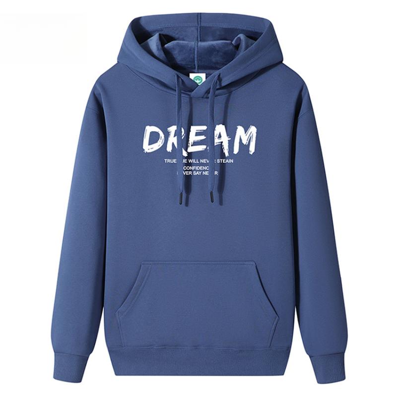 QICED Осенне-зимний худи с капюшоном для мужчин, теплый, на подкладке, утолщенный, пуловер свободного кроя большого размера, модная толстовка XXXXXL темно-синий