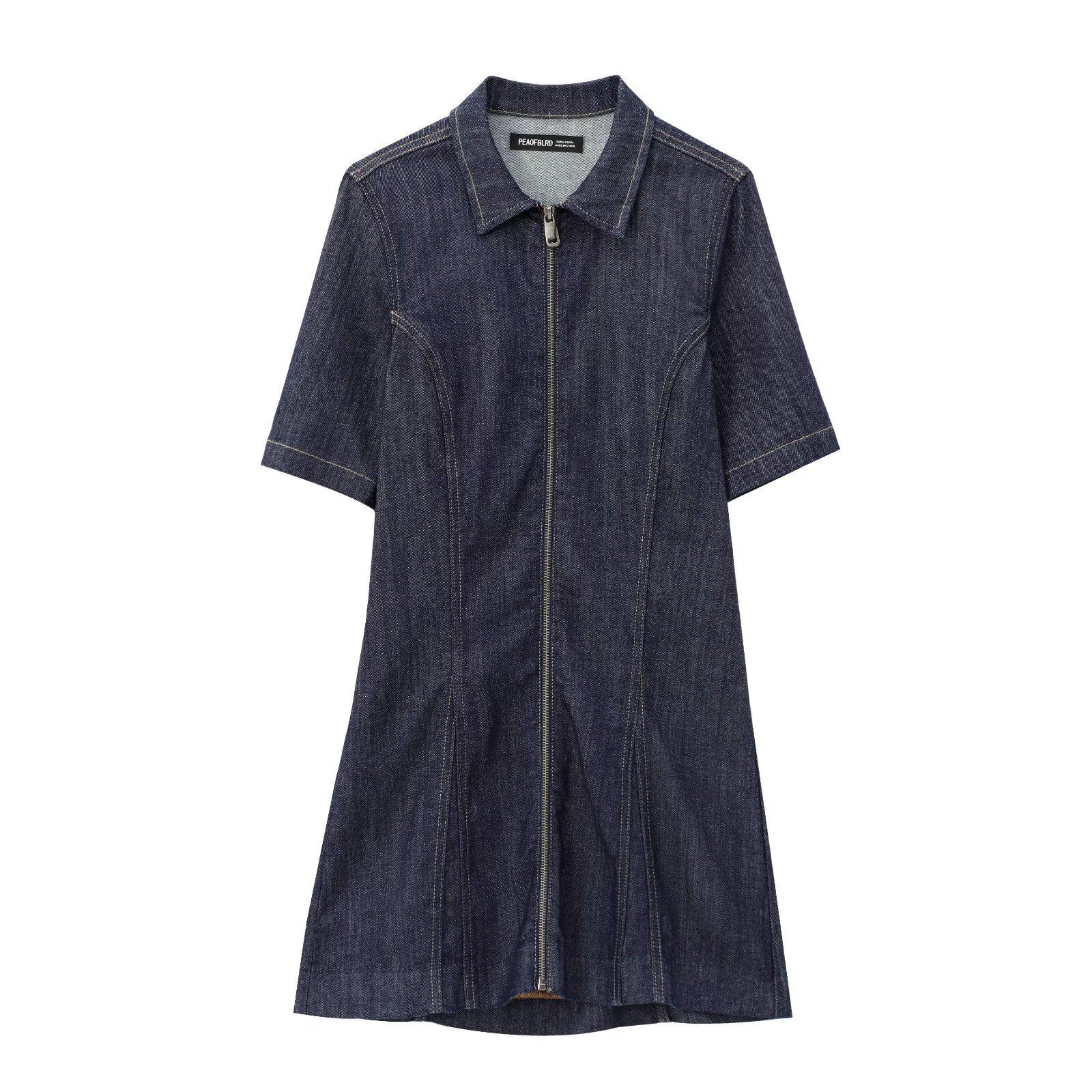 New European & American Style Women s Casual Denim Short Dress with Color-Blocked Lapel & Short Sleeves L
New European & American Style Women s Casual Denim Short Dress with Color-Blocked Lapel & Short Sleeves L