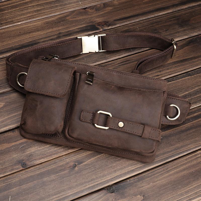 Real Leather Waist Bag, Crazy Horse Leather Phone Bag, Casual Retro Top Layer Cowhide Small Chest Bag, Multifunctional Diagonal Cross Backpack темно-коричневого кольору
Real Leather Waist Bag, Crazy Horse Leather Phone Bag, Casual Retro Top Layer Cowhide Small Chest Bag, Multifunctional Diagonal Cross Backpack темно-коричневого кольору