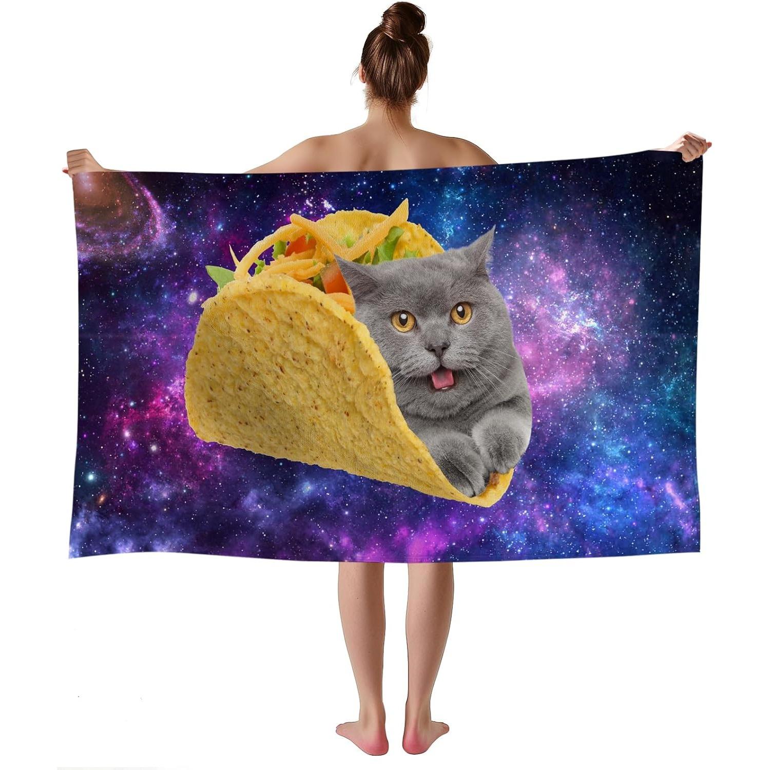 Microfiber Cat Beach Towel, Cute Space Taco Cat Kitty Purple Galaxy Bath Towels, Cats Towels for Cats Lovers, Funny Quick Dry W40*H60(CM)
Microfiber Cat Beach Towel, Cute Space Taco Cat Kitty Purple Galaxy Bath Towels, Cats Towels for Cats Lovers, Funny Quick Dry W40*H60(CM)