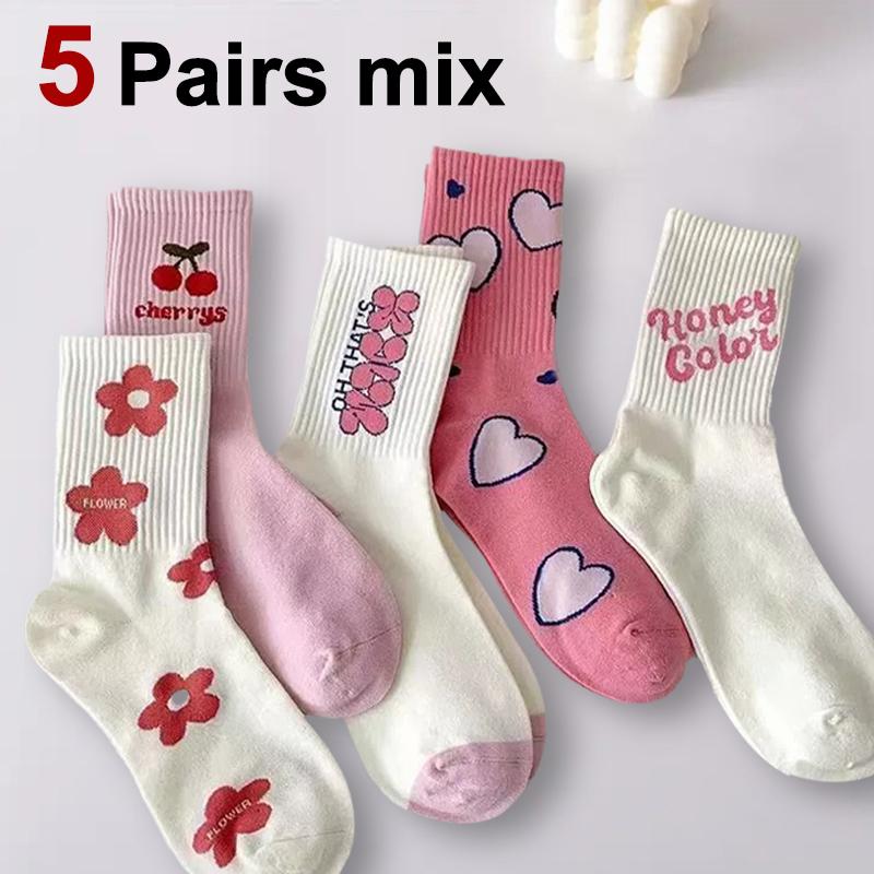 5/10 пар женских носков средней длины с мультяшным принтом, модные носки с надписями и мелким цветочным принтом, розовые с вишней и сердечками, мягкие, удобные, повседневные носки One Size
5/10 пар женских носков средней длины с мультяшным принтом, модные носки с надписями и мелким цветочным принтом, розовые с вишней и сердечками, мягкие, удобные, повседневные носки One Size