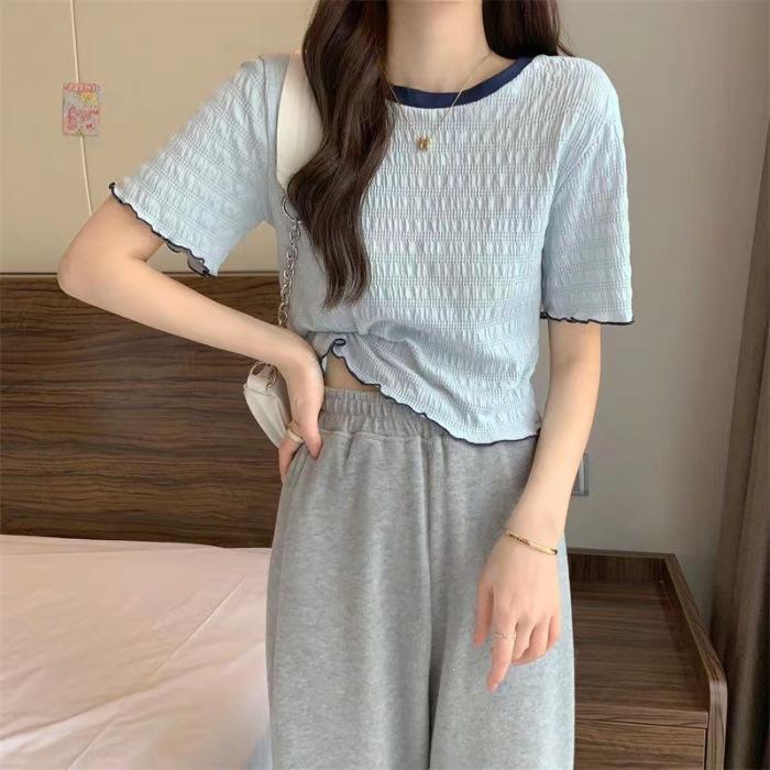 No price reduction #Summer contrasting color fungus edge thin short-sleeved short versatile t-shirt top XL світло-синій колір
No price reduction #Summer contrasting color fungus edge thin short-sleeved short versatile t-shirt top XL світло-синій колір