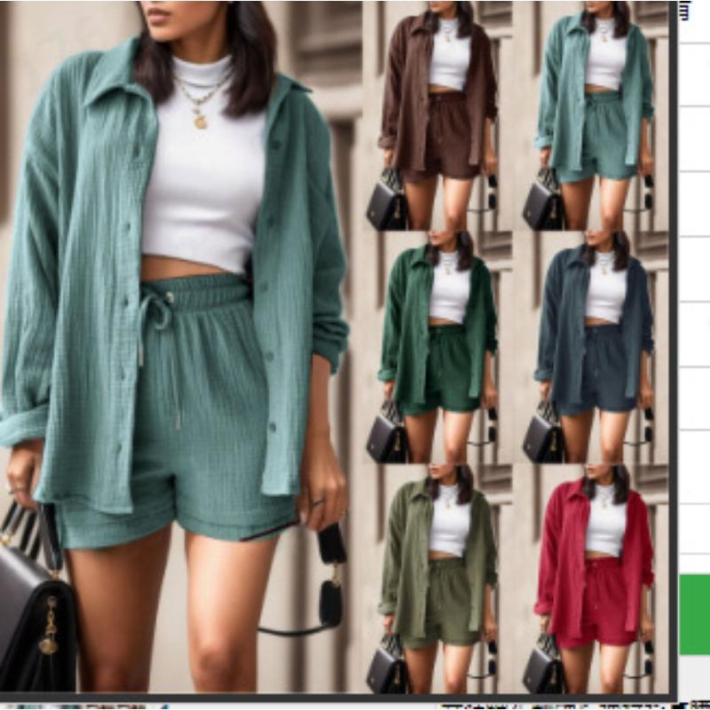 Women s Cotton and Linen Breathable Long Sleeved Shirt, High Waisted Drawstring Shorts, Two-piece Home Suit Set XXL
Women s Cotton and Linen Breathable Long Sleeved Shirt, High Waisted Drawstring Shorts, Two-piece Home Suit Set XXL