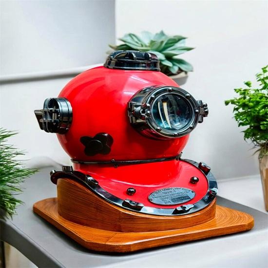 45.72cm Red Diving Helmet Mark V with Wooden Base Nautical Decor Deep Sea Diver Helmet
45.72cm Red Diving Helmet Mark V with Wooden Base Nautical Decor Deep Sea Diver Helmet