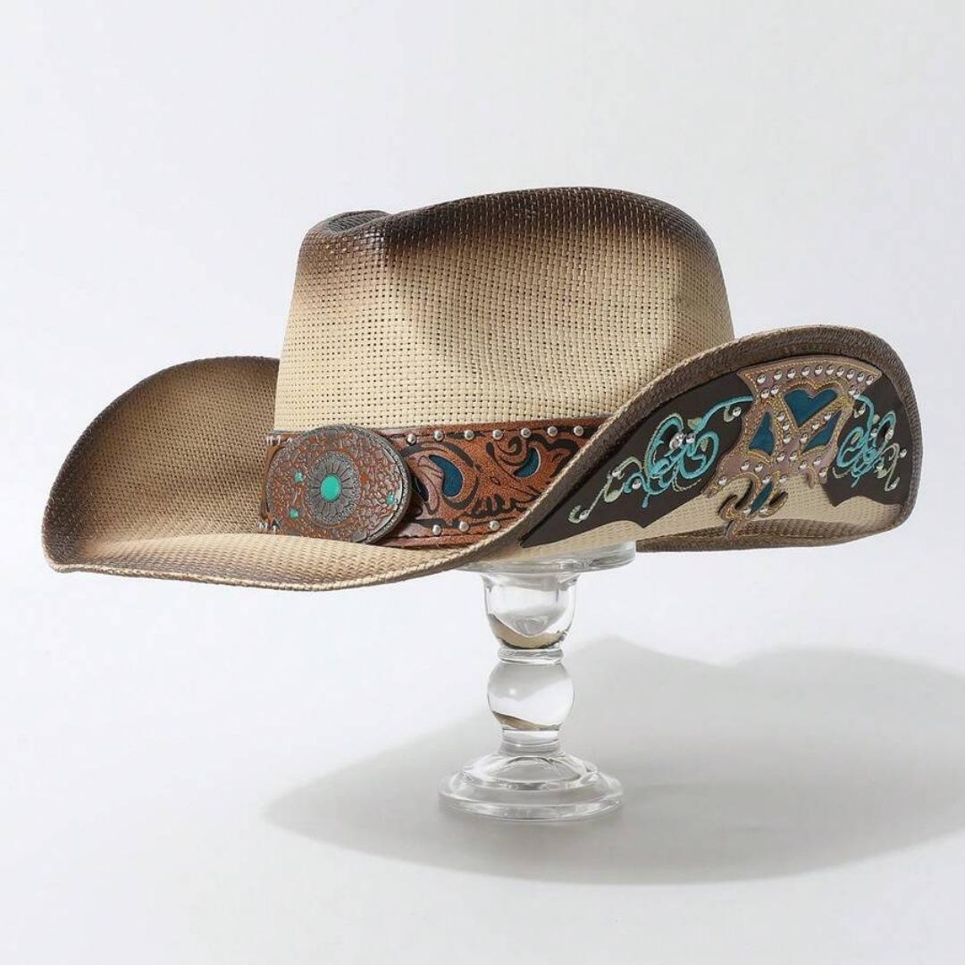 Western-style vacation cowboy hat for men and women, gradient straw bohemian hat with turquoise embroidery, wide brim, sun protection Average Size бежевий
Western-style vacation cowboy hat for men and women, gradient straw bohemian hat with turquoise embroidery, wide brim, sun protection Average Size бежевий