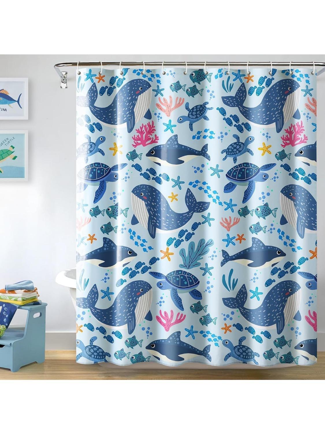 Cartoon Fish Shower Curtain.Ocean Shower Curtain With 12 Hooks, Shark Curtain For Bathroom, Kids Colorful Shower Coral W60H190(CM)-1 Pcs
Cartoon Fish Shower Curtain.Ocean Shower Curtain With 12 Hooks, Shark Curtain For Bathroom, Kids Colorful Shower Coral W60H190(CM)-1 Pcs